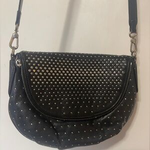 Black pebbled leather studded crossbody bag from Marc by Marc Jacobs